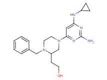 2-{4-[2-amino-6-(cyclopropylamino)-4-pyrimidinyl]-1-benzyl-2-piperazinyl}ethanol
