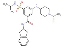 3-[(1-acetyl-4-piperidinyl)amino]-N-(2,3-dihydro-1H-inden-2-yl)-5-[(isopropylamino)sulfonyl]benzamide
