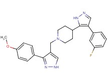 4-[4-(3-fluorophenyl)-1H-pyrazol-5-yl]-1-{[3-(4-methoxyphenyl)-1H-pyrazol-4-yl]methyl}piperidine
