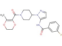 3-fluoro-N-(1-{1-[(3-methyl-5,6-dihydro-1,4-dioxin-2-yl)carbonyl]-4-piperidinyl}-1H-pyrazol-5-yl)benzamide