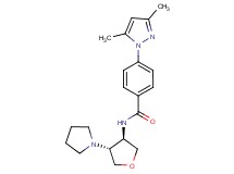 4-(3,5-dimethyl-1H-pyrazol-1-yl)-N-[(3R*,4R*)-4-(1-pyrrolidinyl)tetrahydro-3-furanyl]benzamide