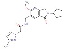 N-[(6-cyclopentyl-2-methoxy-5-oxo-6,7-dihydro-5H-pyrrolo[3,4-b]pyridin-3-yl)methyl]-2-(3-methyl-1H-pyrazol-1-yl)acetamide