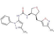 N-{(3R*,4S*)-4-[(3-methylisoxazol-5-yl)methyl]tetrahydrofuran-3-yl}-N'-(3-methyl-1-phenyl-1H-pyrazol-5-yl)urea