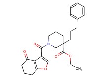 ethyl 1-[(4-oxo-4,5,6,7-tetrahydro-1-benzofuran-3-yl)carbonyl]-3-(3-phenylpropyl)-3-piperidinecarboxylate