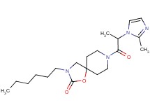 3-hexyl-8-[2-(2-methyl-1H-imidazol-1-yl)propanoyl]-1-oxa-3,8-diazaspiro[4.5]decan-2-one