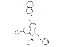 methyl 3-[(cyclobutylcarbonyl)amino]-5-[(2,3-dihydro-1,4-benzodioxin-6-ylmethyl)amino]-1-[2-(2-pyridinyl)ethyl]-1H-pyrrolo[2,3-b]pyridine-2-carboxylate