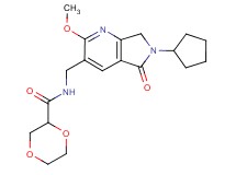 N-[(6-cyclopentyl-2-methoxy-5-oxo-6,7-dihydro-5H-pyrrolo[3,4-b]pyridin-3-yl)methyl]-1,4-dioxane-2-carboxamide