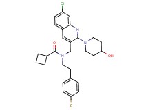 N-{[7-chloro-2-(4-hydroxy-1-piperidinyl)-3-quinolinyl]methyl}-N-[2-(4-fluorophenyl)ethyl]cyclobutanecarboxamide
