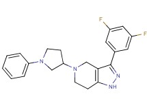 3-(3,5-difluorophenyl)-5-(1-phenyl-3-pyrrolidinyl)-4,5,6,7-tetrahydro-1H-pyrazolo[4,3-c]pyridine bis(trifluoroacetate)