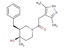 (3S*,4R*)-3-benzyl-1-[(3,5-dimethyl-1H-pyrazol-4-yl)acetyl]-4-methylpiperidin-4-ol