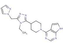 4-{4-[4-ethyl-5-(1H-pyrazol-1-ylmethyl)-4H-1,2,4-triazol-3-yl]piperidin-1-yl}-7H-pyrrolo[2,3-d]pyrimidine