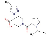 1-{[(2S)-1-isopropylpyrrolidin-2-yl]carbonyl}-4-(4-methyl-1H-pyrazol-1-yl)piperidine-4-carboxylic acid