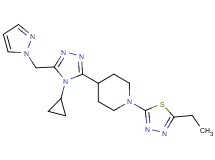 4-[4-cyclopropyl-5-(1H-pyrazol-1-ylmethyl)-4H-1,2,4-triazol-3-yl]-1-(5-ethyl-1,3,4-thiadiazol-2-yl)piperidine
