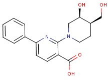 2-[(3S*,4R*)-3-hydroxy-4-(hydroxymethyl)-1-piperidinyl]-6-phenylnicotinic acid