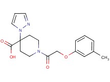 1-[(3-methylphenoxy)acetyl]-4-(1H-pyrazol-1-yl)piperidine-4-carboxylic acid