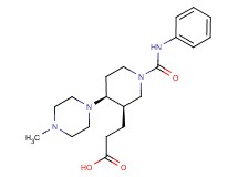 3-[(3R*,4S*)-1-(anilinocarbonyl)-4-(4-methylpiperazin-1-yl)piperidin-3-yl]propanoic acid