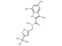 N-[(3-tert-butyl-1H-pyrazol-5-yl)methyl]-N,3,5,7-tetramethyl-1H-indole-2-carboxamide