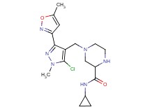 4-{[5-chloro-1-methyl-3-(5-methyl-3-isoxazolyl)-1H-pyrazol-4-yl]methyl}-N-cyclopropyl-2-piperazinecarboxamide