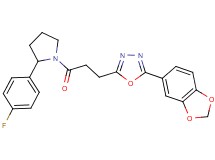 2-(1,3-benzodioxol-5-yl)-5-{3-[2-(4-fluorophenyl)-1-pyrrolidinyl]-3-oxopropyl}-1,3,4-oxadiazole