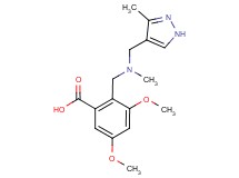 3,5-dimethoxy-2-({methyl[(3-methyl-1H-pyrazol-4-yl)methyl]amino}methyl)benzoic acid