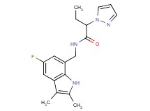 N-[(5-fluoro-2,3-dimethyl-1H-indol-7-yl)methyl]-2-(1H-pyrazol-1-yl)butanamide
