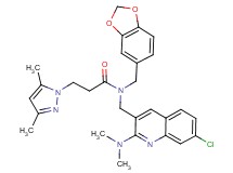 N-(1,3-benzodioxol-5-ylmethyl)-N-{[7-chloro-2-(dimethylamino)-3-quinolinyl]methyl}-3-(3,5-dimethyl-1H-pyrazol-1-yl)propanamide