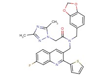 N-(1,3-benzodioxol-5-ylmethyl)-2-(3,5-dimethyl-1H-1,2,4-triazol-1-yl)-N-{[7-fluoro-2-(2-thienyl)-3-quinolinyl]methyl}acetamide