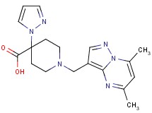 1-[(5,7-dimethylpyrazolo[1,5-a]pyrimidin-3-yl)methyl]-4-(1H-pyrazol-1-yl)piperidine-4-carboxylic acid