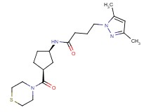 4-(3,5-dimethyl-1H-pyrazol-1-yl)-N-[(1R*,3S*)-3-(4-thiomorpholinylcarbonyl)cyclopentyl]butanamide