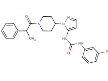 N-(3-fluorophenyl)-N'-{1-[1-(2-phenylpropanoyl)-4-piperidinyl]-1H-pyrazol-5-yl}urea
