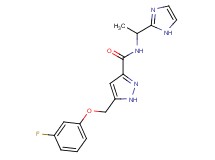 5-[(3-fluorophenoxy)methyl]-N-[1-(1H-imidazol-2-yl)ethyl]-1H-pyrazole-3-carboxamide