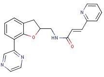 (2E)-N-{[7-(2-pyrazinyl)-2,3-dihydro-1-benzofuran-2-yl]methyl}-3-(2-pyridinyl)acrylamide