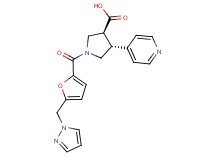 (3S*,4R*)-1-[5-(1H-pyrazol-1-ylmethyl)-2-furoyl]-4-pyridin-4-ylpyrrolidine-3-carboxylic acid