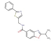 2-isopropyl-N-[(2-phenyl-1,3-thiazol-5-yl)methyl]-1,3-benzoxazole-5-carboxamide