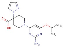 1-(2-amino-6-isopropoxypyrimidin-4-yl)-4-(1H-pyrazol-1-yl)piperidine-4-carboxylic acid