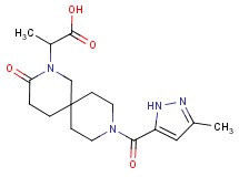 2-{9-[(3-methyl-1H-pyrazol-5-yl)carbonyl]-3-oxo-2,9-diazaspiro[5.5]undec-2-yl}propanoic acid