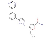 5-ethyl-4-({3-[3-(5-pyrimidinyl)phenyl]-1H-pyrazol-1-yl}methyl)-2-furamide