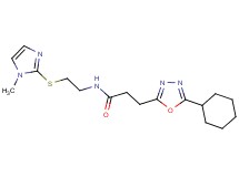 3-(5-cyclohexyl-1,3,4-oxadiazol-2-yl)-N-{2-[(1-methyl-1H-imidazol-2-yl)thio]ethyl}propanamide
