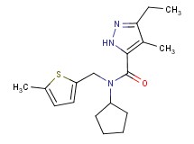 N-cyclopentyl-3-ethyl-4-methyl-N-[(5-methyl-2-thienyl)methyl]-1H-pyrazole-5-carboxamide
