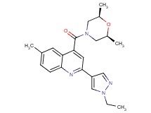4-{[(2R*,6S*)-2,6-dimethylmorpholin-4-yl]carbonyl}-2-(1-ethyl-1H-pyrazol-4-yl)-6-methylquinoline