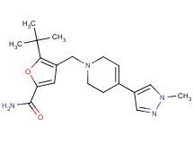 5-tert-butyl-4-{[4-(1-methyl-1H-pyrazol-4-yl)-3,6-dihydropyridin-1(2H)-yl]methyl}-2-furamide