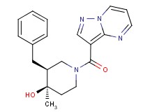 (3S*,4R*)-3-benzyl-4-methyl-1-(pyrazolo[1,5-a]pyrimidin-3-ylcarbonyl)-4-piperidinol