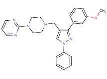 2-(4-{[3-(3-methoxyphenyl)-1-phenyl-1H-pyrazol-4-yl]methyl}-1-piperazinyl)pyrimidine