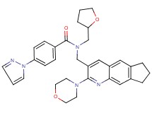 N-{[2-(4-morpholinyl)-7,8-dihydro-6H-cyclopenta[g]quinolin-3-yl]methyl}-4-(1H-pyrazol-1-yl)-N-(tetrahydro-2-furanylmethyl)benzamide