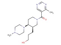 3-{(3R*,4S*)-4-(4-methylpiperazin-1-yl)-1-[(4-methylpyrimidin-5-yl)carbonyl]piperidin-3-yl}propan-1-ol