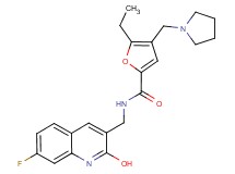 5-ethyl-N-[(7-fluoro-2-hydroxy-3-quinolinyl)methyl]-4-(1-pyrrolidinylmethyl)-2-furamide