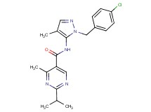 N-[1-(4-chlorobenzyl)-4-methyl-1H-pyrazol-5-yl]-2-isopropyl-4-methylpyrimidine-5-carboxamide