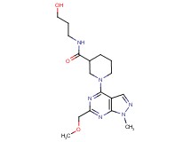 N-(3-hydroxypropyl)-1-[6-(methoxymethyl)-1-methyl-1H-pyrazolo[3,4-d]pyrimidin-4-yl]-3-piperidinecarboxamide