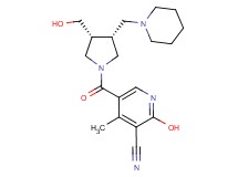 2-hydroxy-5-{[rel-(3R,4R)-3-(hydroxymethyl)-4-(1-piperidinylmethyl)-1-pyrrolidinyl]carbonyl}-4-methylnicotinonitrile