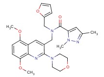 N-{[5,8-dimethoxy-2-(4-morpholinyl)-3-quinolinyl]methyl}-N-(2-furylmethyl)-1,3-dimethyl-1H-pyrazole-5-carboxamide